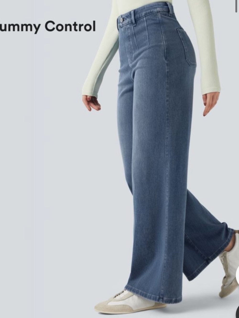 HALARA High-Waist Wide-Leg Jeans - Denim Blue